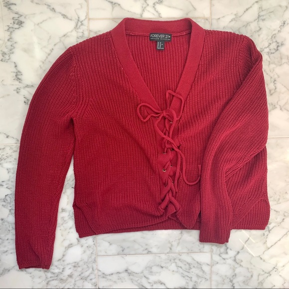 Lace-Up Front Sweater - Picture 2 of 4